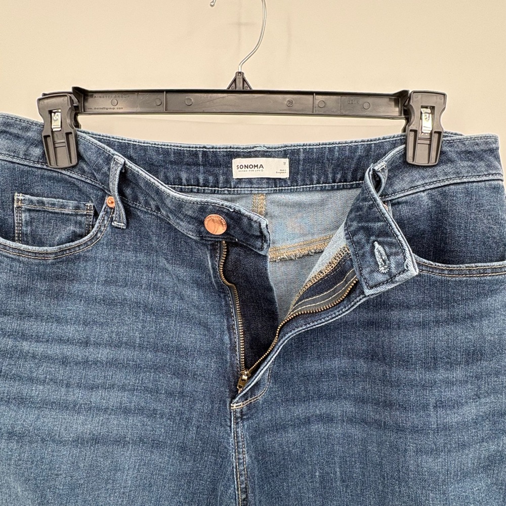 Sonoma Goods For Life Womens Plus Size 18 Wide Leg Crop Jeans Blue Medium Wash - Picture 2 of 11